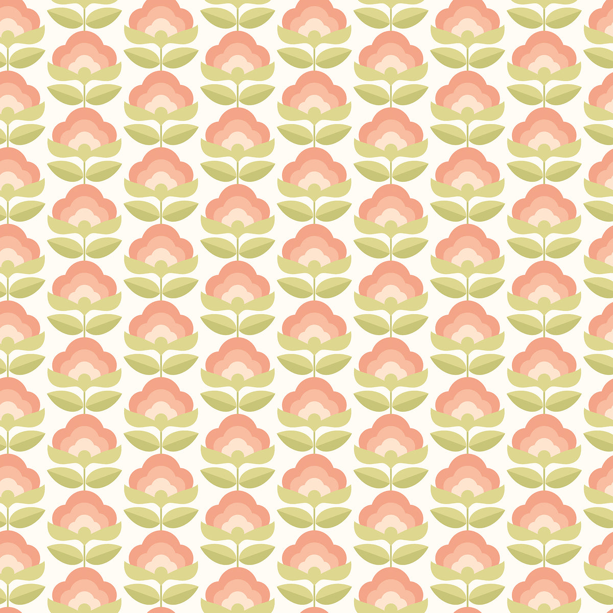 Retro Flower Apricot Mix Peel and Stick Wallpaper by Hoopla Walls - HWA1169PU