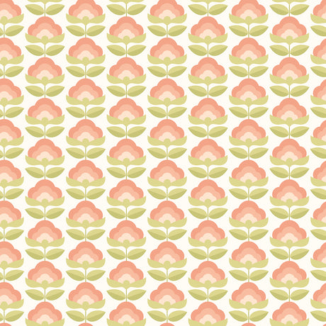 Retro Flower Apricot Mix Peel and Stick Wallpaper by Hoopla Walls - HWA1169PU