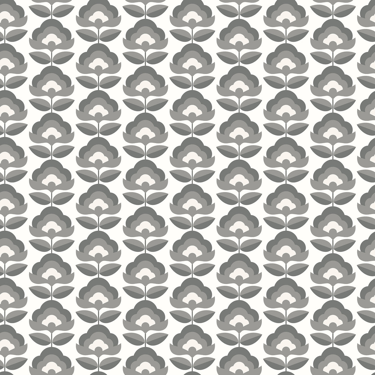 Retro Flower Chalkboard Grey and White Peel and Stick Wallpaper by Hoopla Walls - HWA1173PU