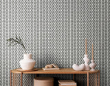 Retro Flower Chalkboard Grey and White Peel and Stick Wallpaper by Hoopla Walls Retro Botanical Floral Fully Removable Wallpaper - HWA1173PU