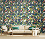 Oasis Navy Twist by Hoopla Walls Deep Blue White and Orange Tropical Botanical Floral Peel and Stick Wallpaper Roll 19.7in x 18ft - HWA1203PU
