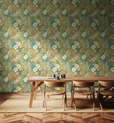 Oasis Olive and Citrus by Hoopla Walls Olive Green Tropical Botanical Floral Fully Removable Non-Woven Peel and Stick Wallpaper Roll - HWA1204PU