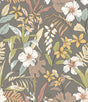 Oasis Mink & Sage Peel and Stick Wallpaper by Hoopla Walls featuring tropical botanical florals on a mink taupe background - HWA1209PU