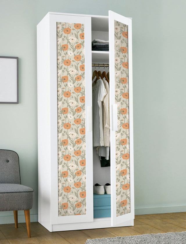 Poppy Field Spice Peel & Stick Wallpaper with Bohemian Botanical Floral Pattern - NuWallpaper JHS5026