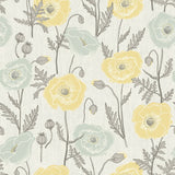 Poppy Field Aqua Peel & Stick Wallpaper with Bohemian Botanical Flower Pattern - Brewster JHS5027