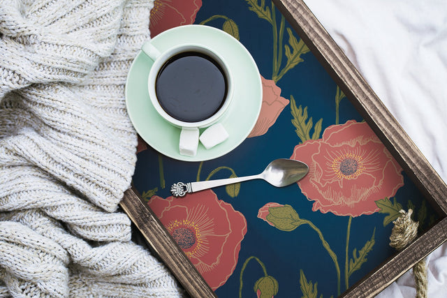 Poppy Field Navy Pink Peel & Stick Wallpaper with Bohemian Botanical Floral - NuWallpaper JHS5028