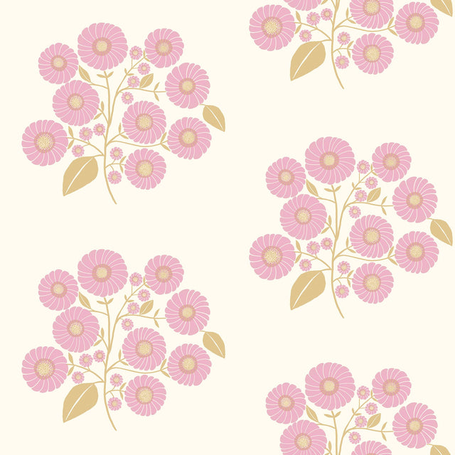 StrawFlower Lilac Sienna Peel & Stick Wallpaper with Bohemian Botanical Floral Pattern - NuWallpaper JHS5029