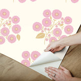 StrawFlower Lilac Sienna Peel & Stick Wallpaper with Bohemian Botanical Floral Pattern - NuWallpaper JHS5029