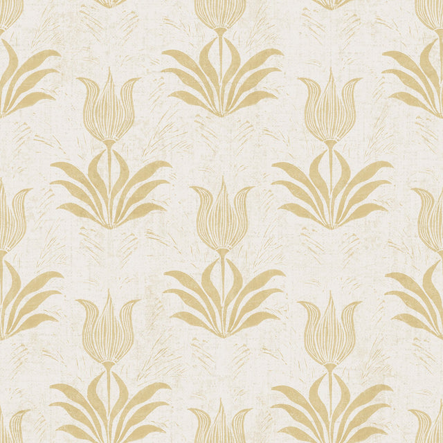 Parrot Tulip Mustard Peel & Stick Wallpaper with Botanical Floral Pattern, Bohemian Style - JHS5032