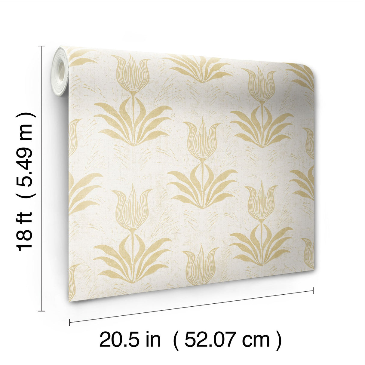 Parrot Tulip Mustard Peel & Stick Wallpaper with Botanical Floral Pattern, Bohemian Style - JHS5032