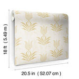 Parrot Tulip Mustard Peel & Stick Wallpaper with Botanical Floral Pattern, Bohemian Style - JHS5032