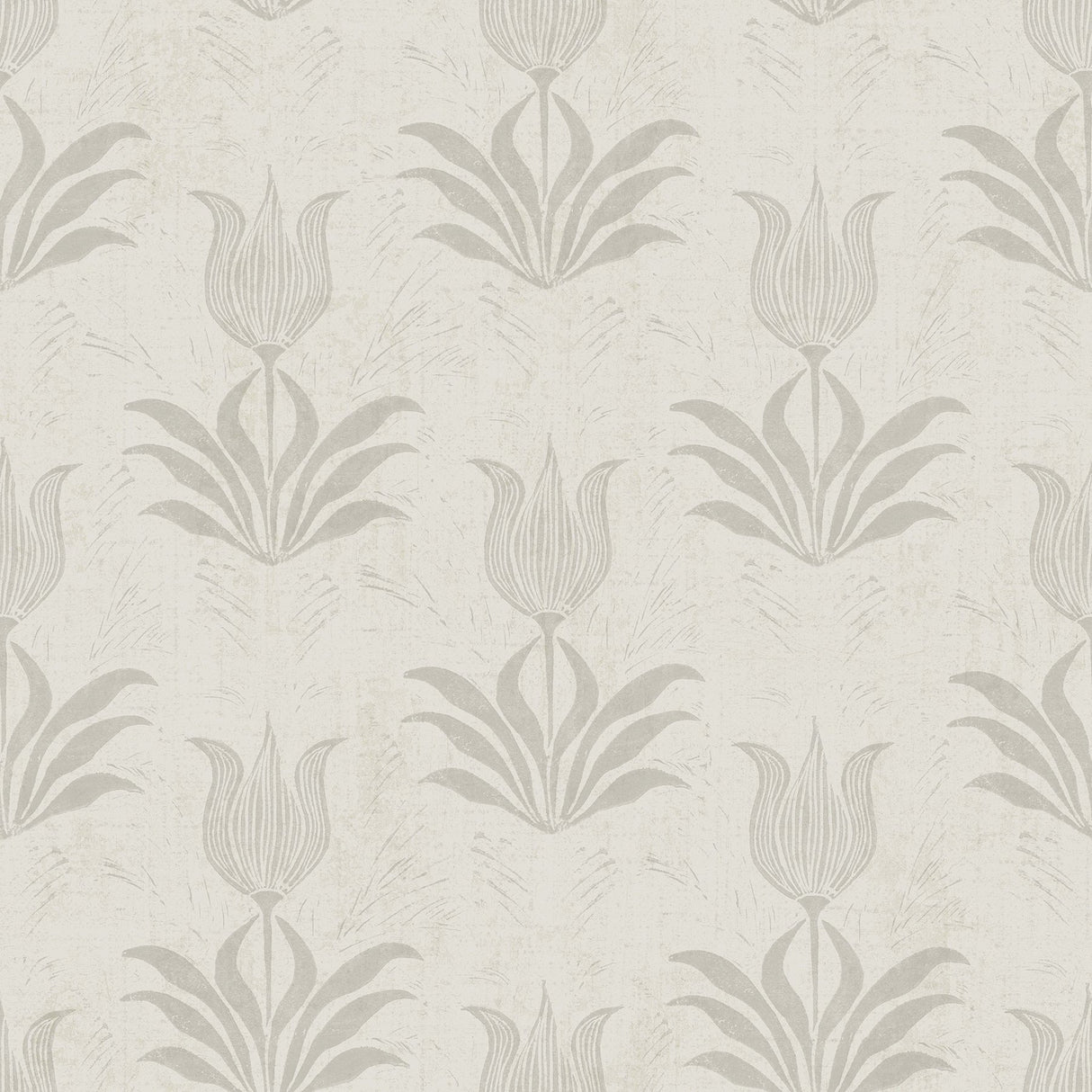 Parrot Tulip Grey Peel & Stick Wallpaper with Botanical Floral Motif, Bohemian Style - NuWallpaper JHS5033