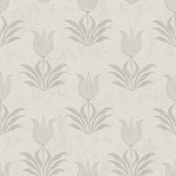 Parrot Tulip Grey Peel & Stick Wallpaper with Botanical Floral Motif, Bohemian Style - NuWallpaper JHS5033