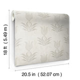Parrot Tulip Grey Peel & Stick Wallpaper with Botanical Floral Motif, Bohemian Style - NuWallpaper JHS5033