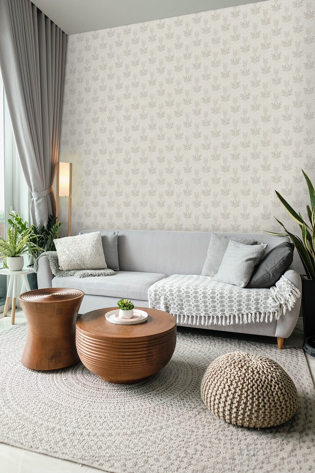 Parrot Tulip Grey Peel & Stick Wallpaper with Botanical Floral Motif, Bohemian Style - NuWallpaper JHS5033