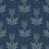 Parrot Tulip Navy Peel & Stick Wallpaper with Botanical Floral Motif - NuWallpaper JHS5034