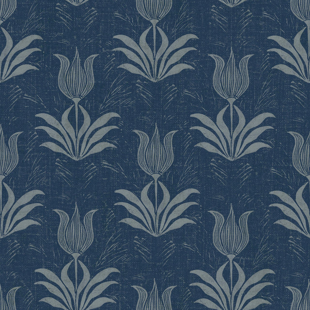 Parrot Tulip Navy Peel & Stick Wallpaper with Botanical Floral Motif - NuWallpaper JHS5034