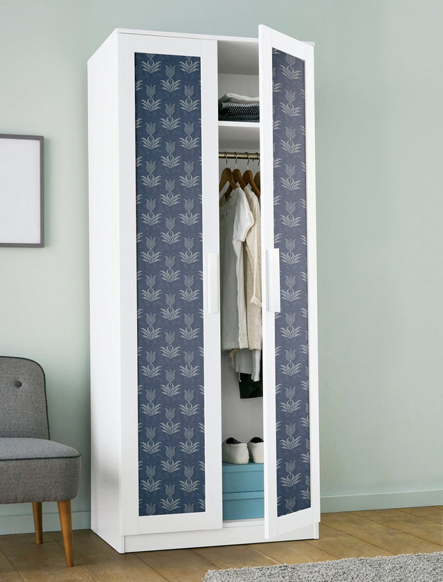 Parrot Tulip Navy Peel & Stick Wallpaper with Botanical Floral Motif - NuWallpaper JHS5034