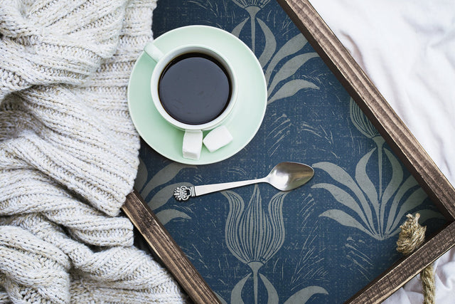 Parrot Tulip Navy Peel & Stick Wallpaper with Botanical Floral Motif - NuWallpaper JHS5034