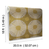 Superbloom Mustard Peel & Stick Wallpaper with Bohemian Medallions - NuWallpaper JHS5035
