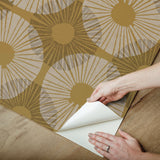 Superbloom Mustard Peel & Stick Wallpaper with Bohemian Medallions - NuWallpaper JHS5035