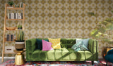 Superbloom Mustard Peel & Stick Wallpaper with Bohemian Medallions - NuWallpaper JHS5035