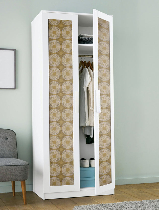 Superbloom Mustard Peel & Stick Wallpaper with Bohemian Medallions - NuWallpaper JHS5035