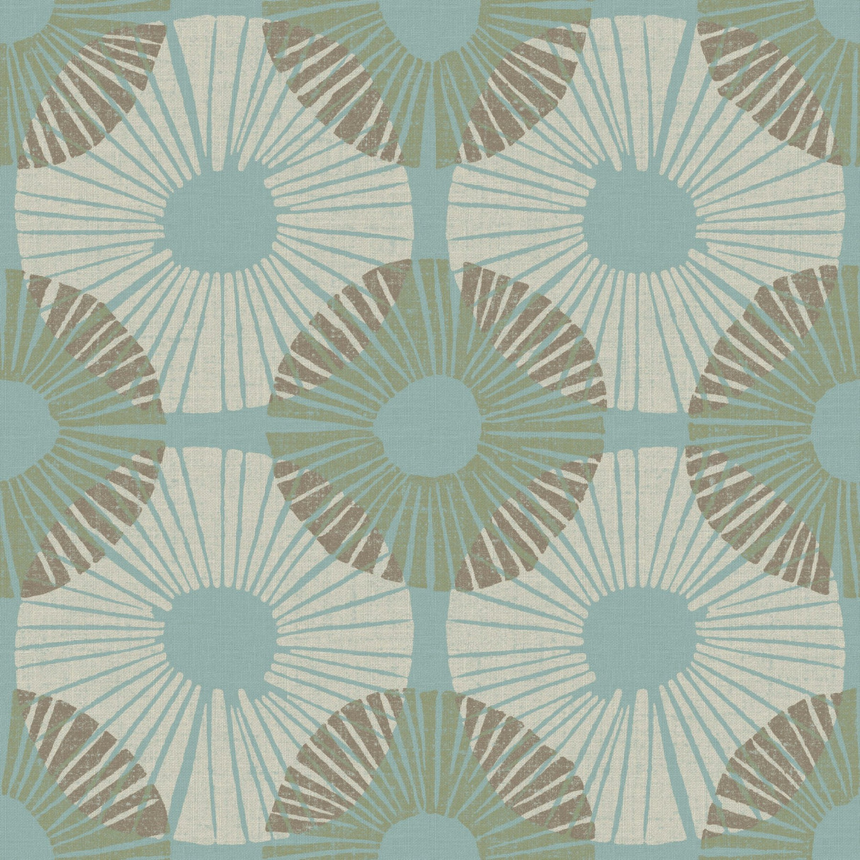 Superbloom Aqua Chocolate Peel & Stick Wallpaper with Bohemian Medallions - NuWallpaper JHS5036