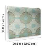 Superbloom Aqua Chocolate Peel & Stick Wallpaper with Bohemian Medallions - NuWallpaper JHS5036