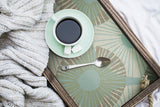 Superbloom Aqua Chocolate Peel & Stick Wallpaper with Bohemian Medallions - NuWallpaper JHS5036