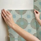 Superbloom Aqua Chocolate Peel & Stick Wallpaper with Bohemian Medallions - NuWallpaper JHS5036