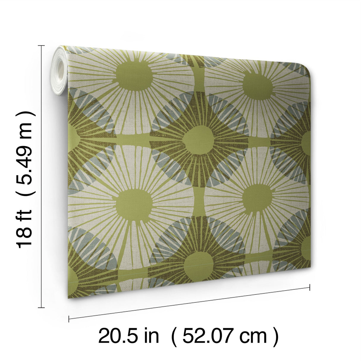 Superbloom Lime Peel & Stick Wallpaper with Bohemian Medallions Pattern - JHS5037