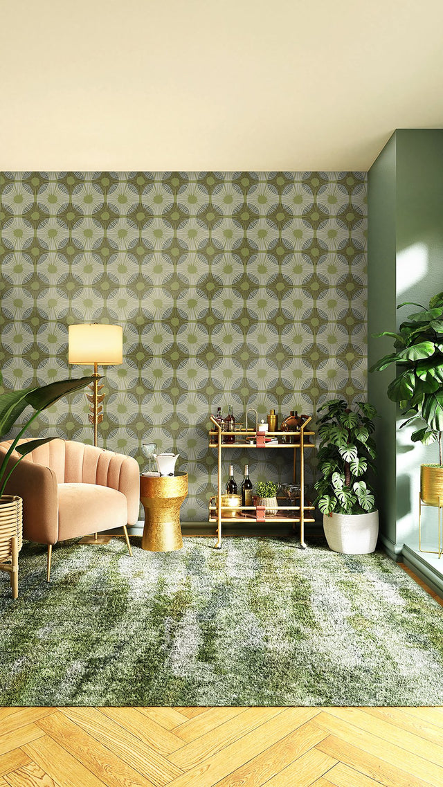 Superbloom Lime Peel & Stick Wallpaper with Bohemian Medallions Pattern - JHS5037