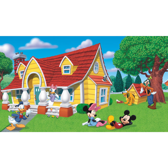 Mickey & Friends Chair Rail Multicolor Prepasted Wall Mural with Disney Mickey Mouse & Friends Novelty Kids Style - York JL1222M