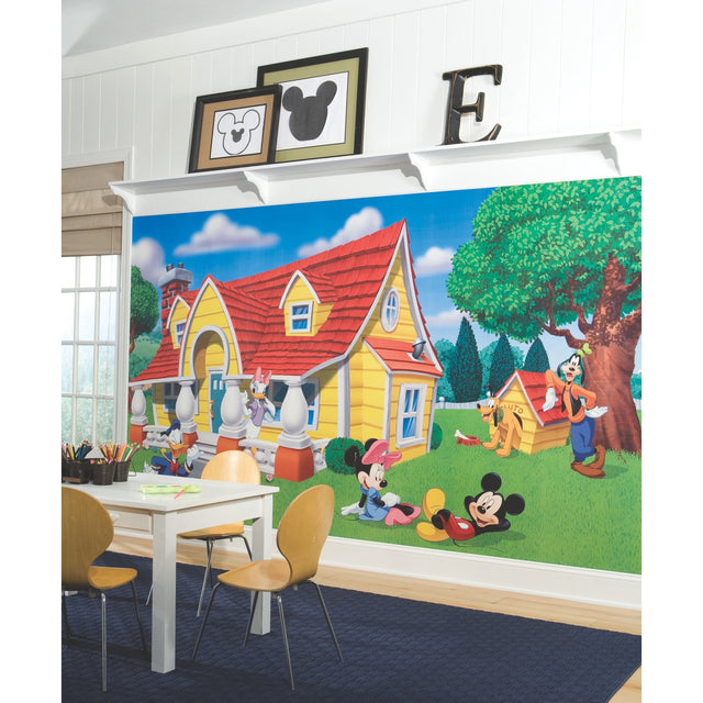 Mickey & Friends Chair Rail Multicolor Prepasted Wall Mural with Disney Mickey Mouse & Friends Novelty Kids Style - York JL1222M