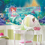 Littlest Mermaid Chair Rail Multicolor Mural with Licensed Whimsical Novelty Style - York JL1224M