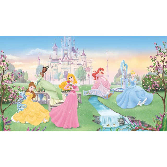 Dancing Princess Multicolor Chair Rail Prepasted Wall Mural with Whimsical Licensed Novelty Style - York JL1228M