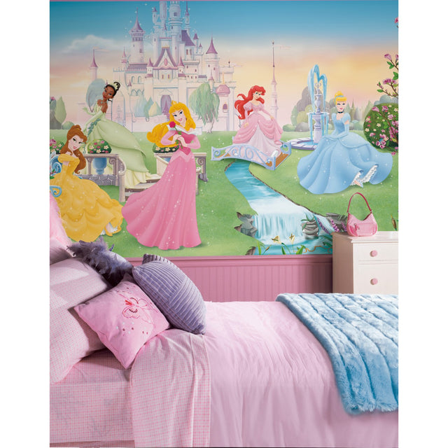 Dancing Princess Multicolor Chair Rail Prepasted Wall Mural with Whimsical Licensed Novelty Style - York JL1228M