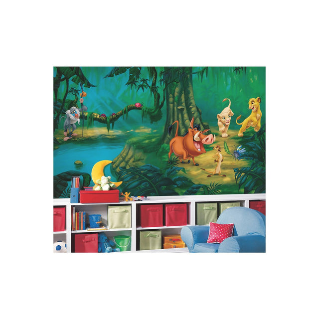 Lion King Chair Rail Multicolor Wallpaper Mural with Disney Kids Novelty Pattern - York JL1253M