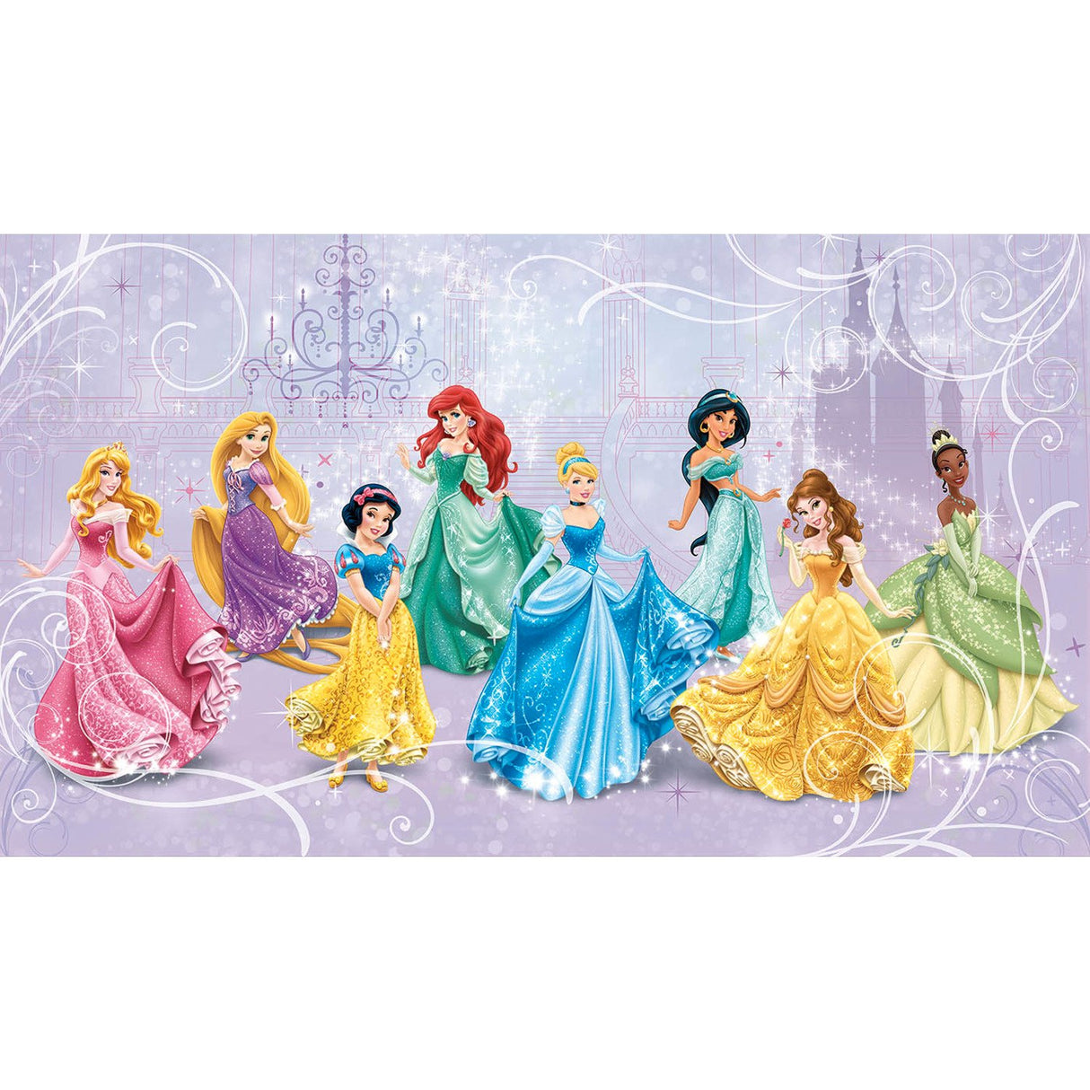 Disney Princess Royal Debut Multicolor Spray and Stick Prepasted Wall Mural - York JL1280M