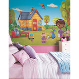 Doc McStuffins Multicolor Chair Rail Prepasted Wall Mural with Whimsical Licensed Novelty Pattern - York JL1301M