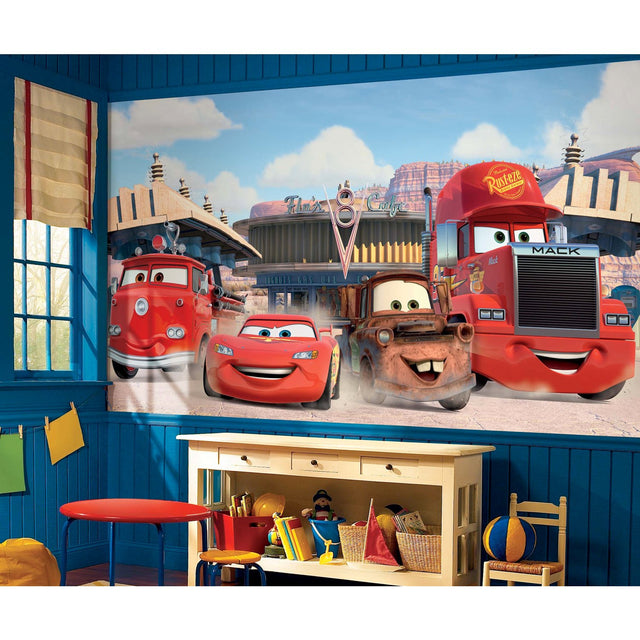 Cars Friends To The Finish Multicolor XL Chair Rail Prepasted Wall Mural with Whimsical Licensed Novelty Style - York JL1303M