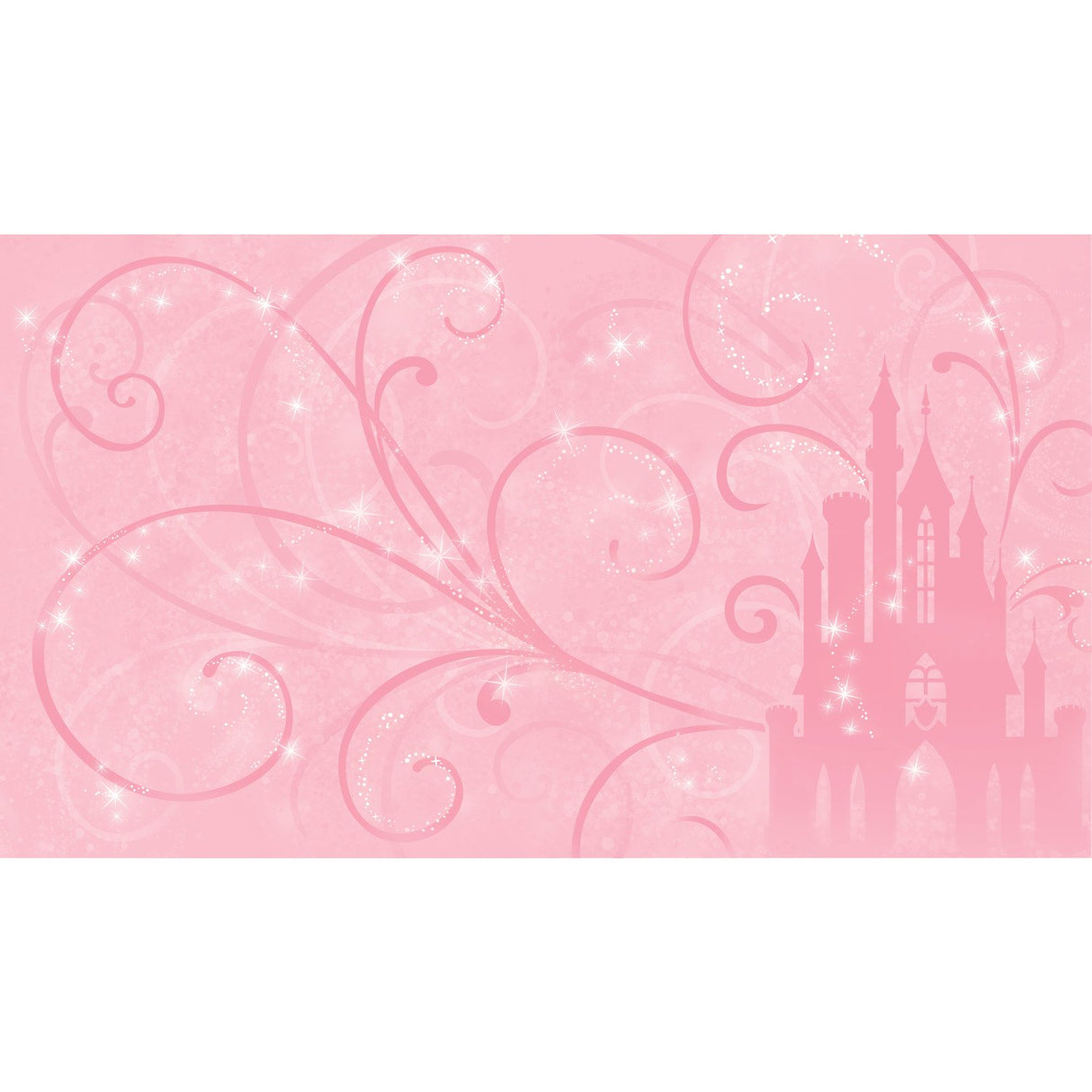 Princess Scroll Castle Pink Chair Rail Prepasted Wall Mural with Sparkling Swirl Castle Pattern - York JL1316M