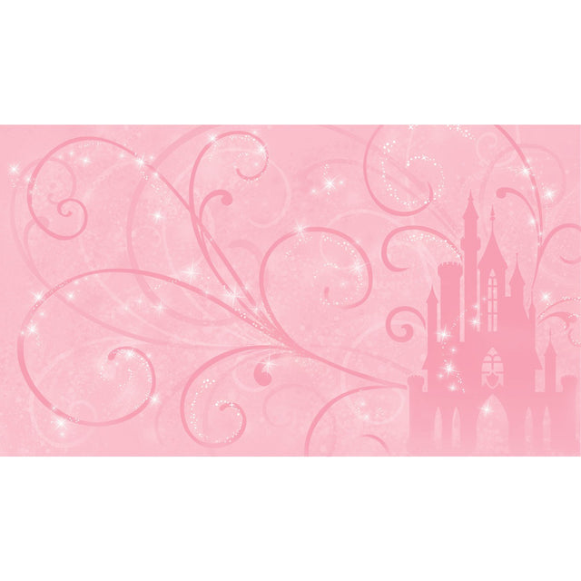 Princess Scroll Castle Pink Chair Rail Prepasted Wall Mural with Sparkling Swirl Castle Pattern - York JL1316M