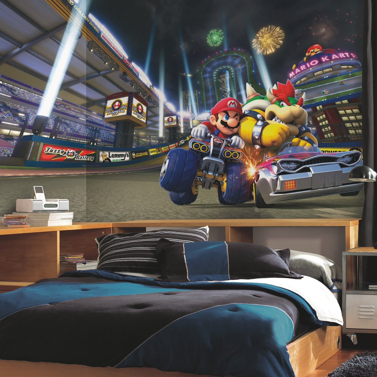 Mario Kart 8 XL Chair Rail Multicolor Wall Mural with Licensed Kids Novelty Style - York JL1330M