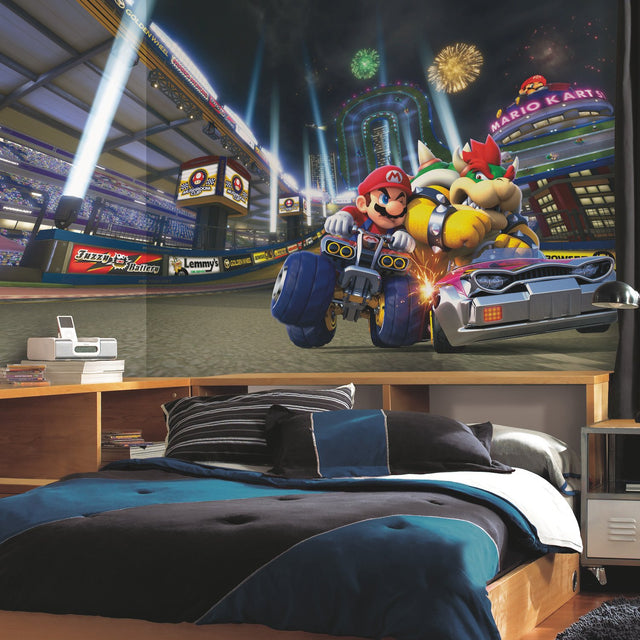 Mario Kart 8 XL Chair Rail Multicolor Wall Mural with Licensed Kids Novelty Style - York JL1330M
