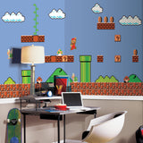 Super Mario Retro Multicolor XL Chair Rail Prepasted Wall Mural, Whimsical Licensed Novelty Pattern - York JL1331M