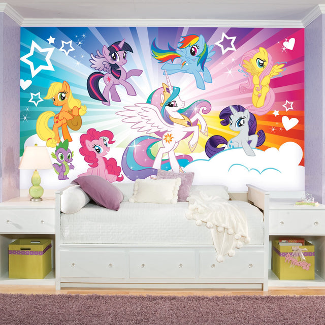 My Little Pony Cloud Multicolor XL Chair Rail Prepasted Wall Mural - York JL1335M