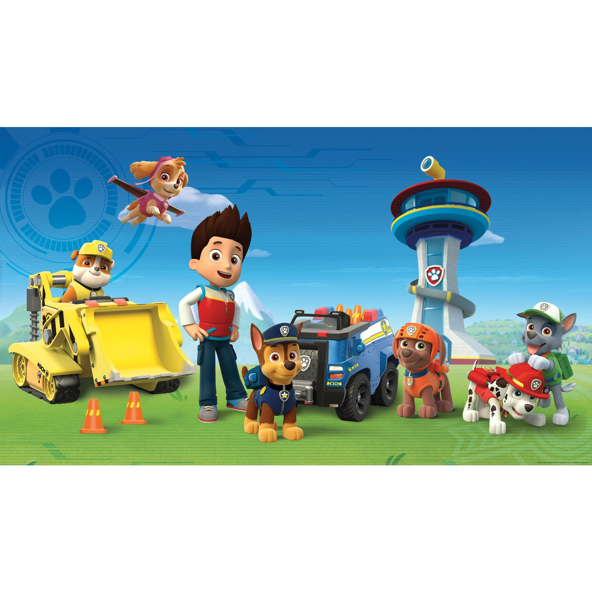 Paw Patrol Multicolor XL Chair Rail Prepasted Wall Mural with Kids Licensed Novelty Pattern - York JL1341M