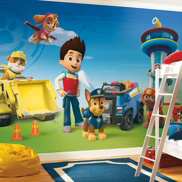 Paw Patrol Multicolor XL Chair Rail Prepasted Wall Mural with Kids Licensed Novelty Pattern - York JL1341M